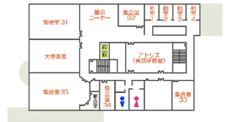 アイセル21 館内フロア案内図（32集会室）